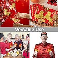 Vista 8 de ELLZK 36 sobres chinos rojos de la suerte, sobres de dinero de la suerte 2026, sobre pequeño y 50 piezas de monedas chinas de Feng Shui, moneda