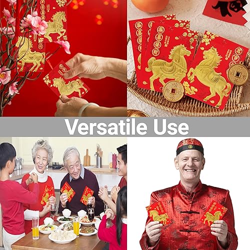 Miniatura 8 de ELLZK 36 sobres chinos rojos de la suerte, sobres de dinero de la suerte 2026, sobre pequeño y 50 piezas de monedas chinas de Feng Shui, moneda