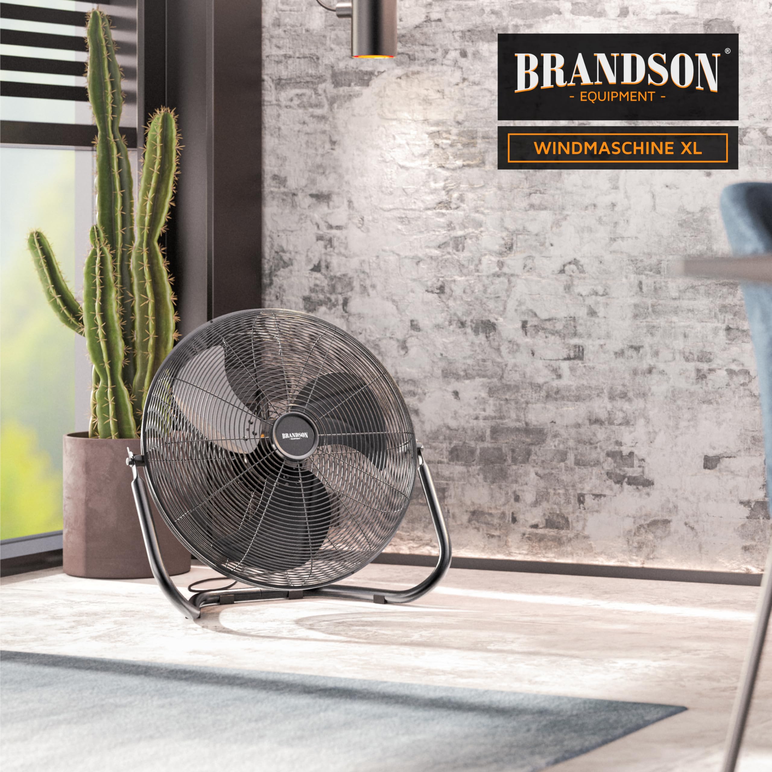 Brandson - Windmaschine Retro Stil 200 Watt - Sieger Ventilatoren und Luftkühler 2026 - Standventilator 57 cm - Bodenventilator - hoher Luftdurchsatz - stufenlos neigbarer Ventilatorkopf - GS