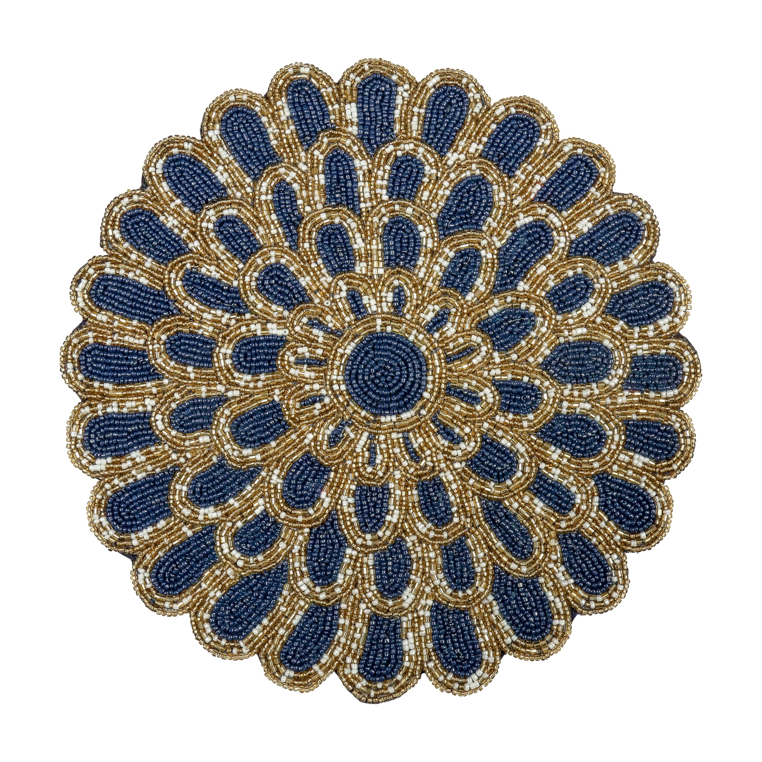 Beaded Placemats 2 PCS Decorative Placemats Multi, Measure 13 Inches Turquoise Placemat Round Teal Placemat for Dining Table Decoration