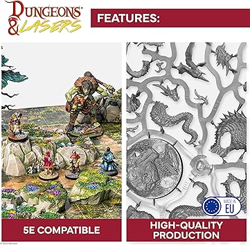 Dungeons & Lasers Townsfolk DND Miniatures Set مع 62 شخصية NPC لألعاب D&D و5E RPG - حجم 28 مم، غير مطلية، غير مجمعة - للأعمار من 14 عامًا +