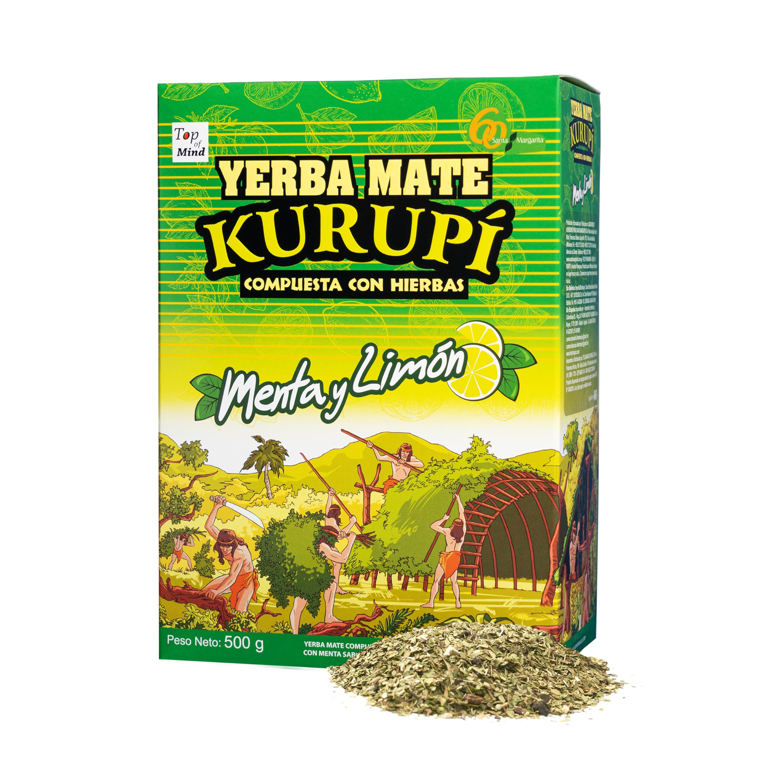 Kurupi Yerba Mate with Mint and Lemon 500 g (1.1 lb) - Refreshing Paraguayan Herbal Blend -Loose Leaf Tea Naturally Cooled with Mint & Citrus Aroma - Gluten Free