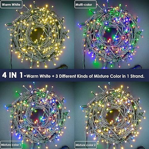 Miniatura 10 de Tira de luces brillantes de Navidad para exteriores, 300 luces LED, 100 pies, conectables, 8 modos, luces de árbol de Navidad para el hogar, fiesta,