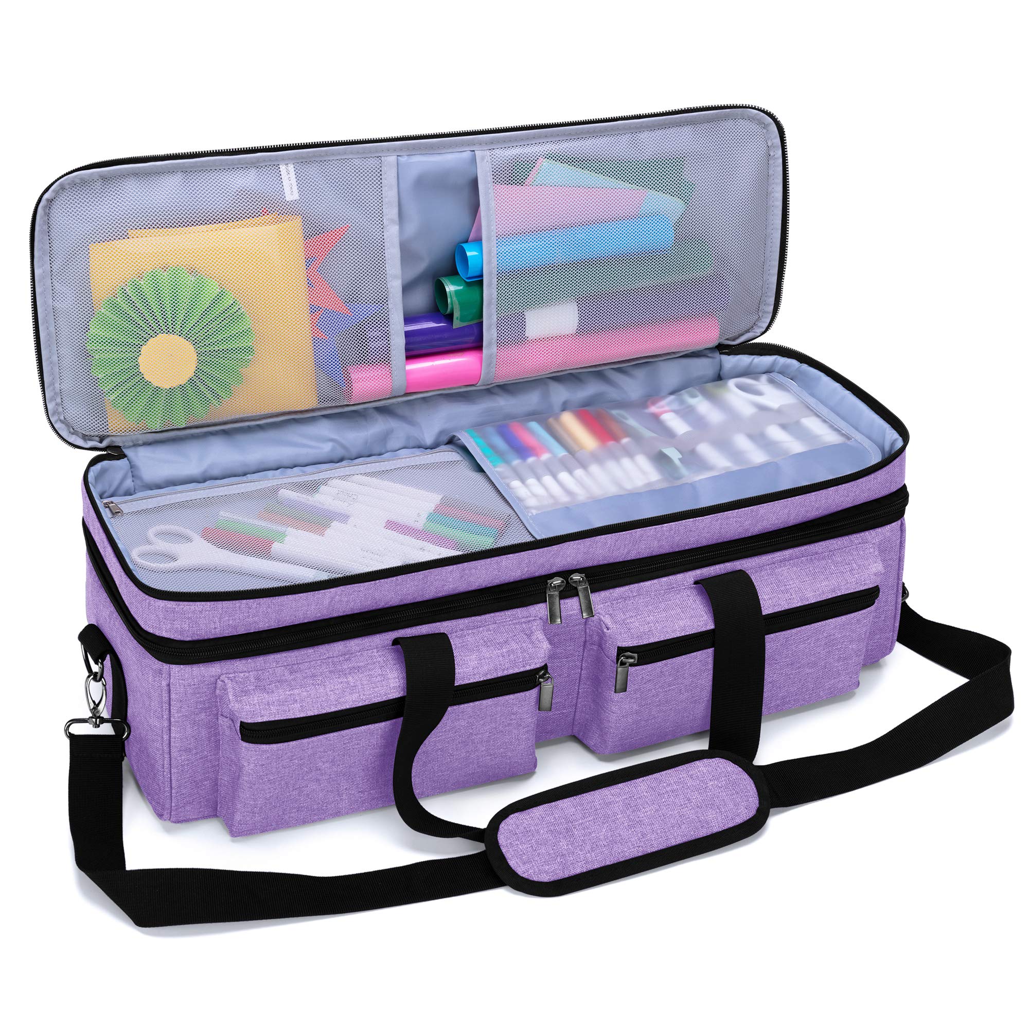 LUXJADouble-Layer Bag Compatible with Cricut Explore Air (Air2) and Maker, Carrying Bag Compatible with Cricut Die-Cut Machine and Supplies (Bag Only, Patent Design), Lavender