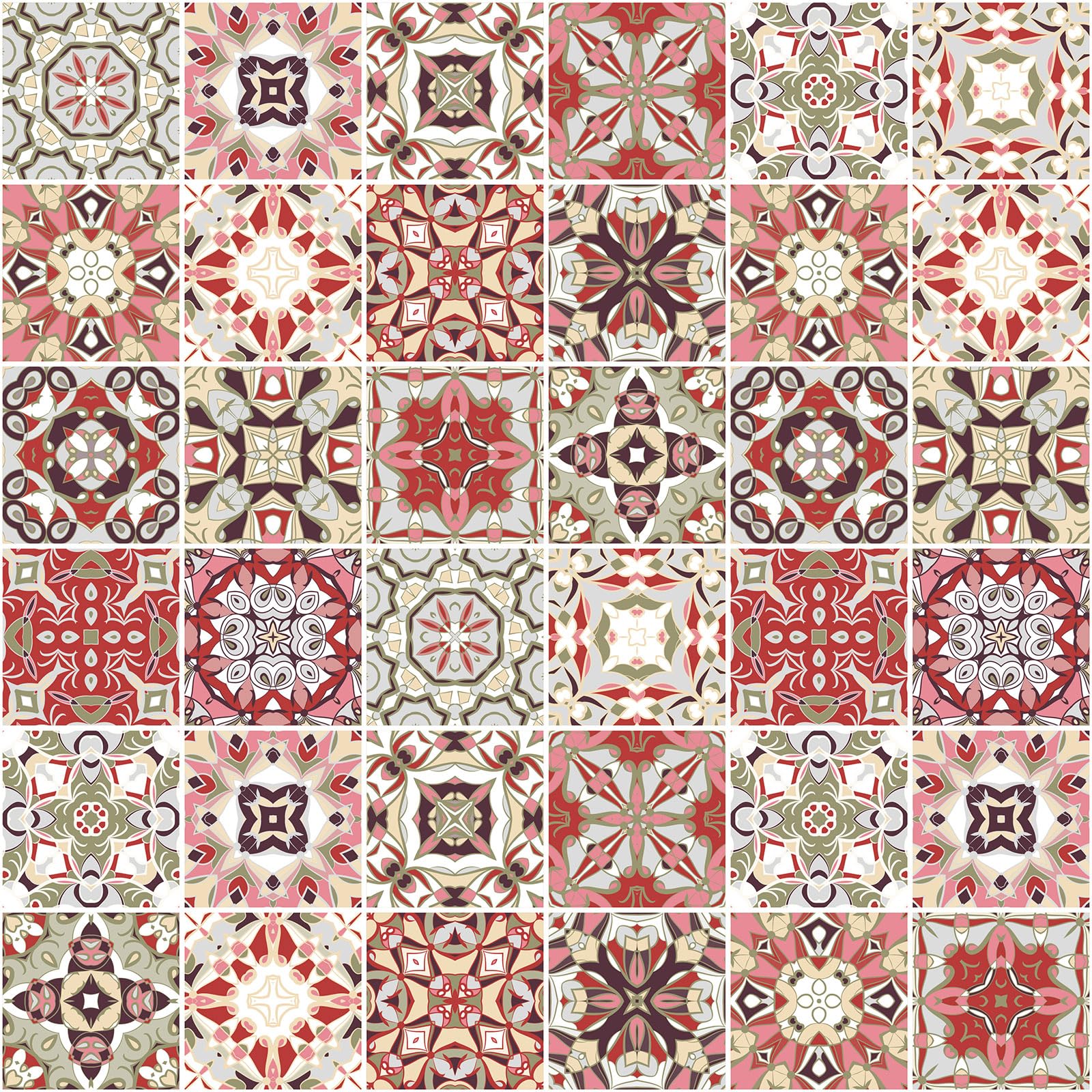 Lumalea Adesivo per cucina, effetto piastrelle di cemento, 3617681253839, adesivo + protezione opaca, 90 x 90 cm