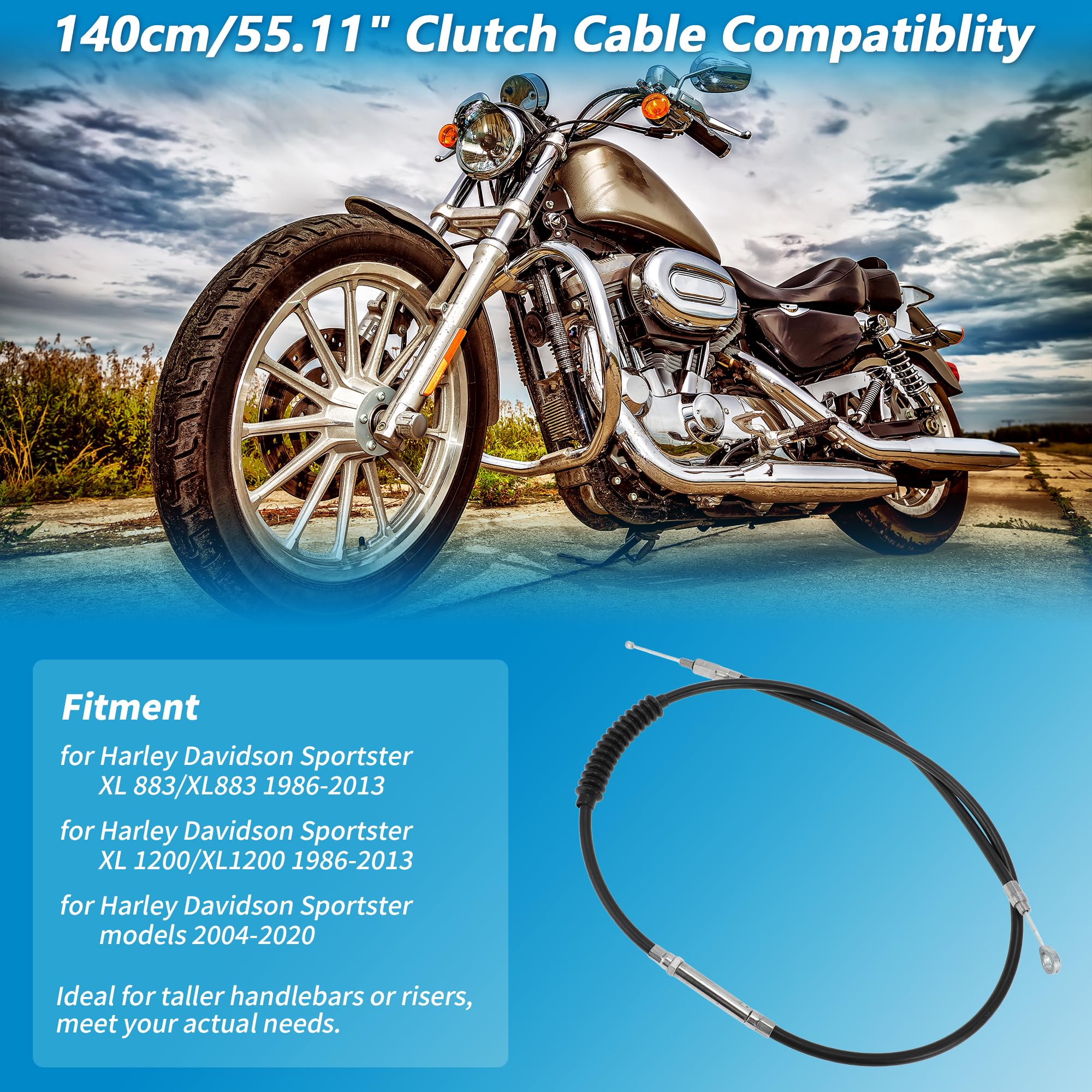 A ABSOPRO 140cm/55.11" Cavo Della Frizione Per Harley Davidson Sportster XL883 XL1200 XL 883 1200 1986-2013 Per Modelli per Harley Sportster 2004-2020