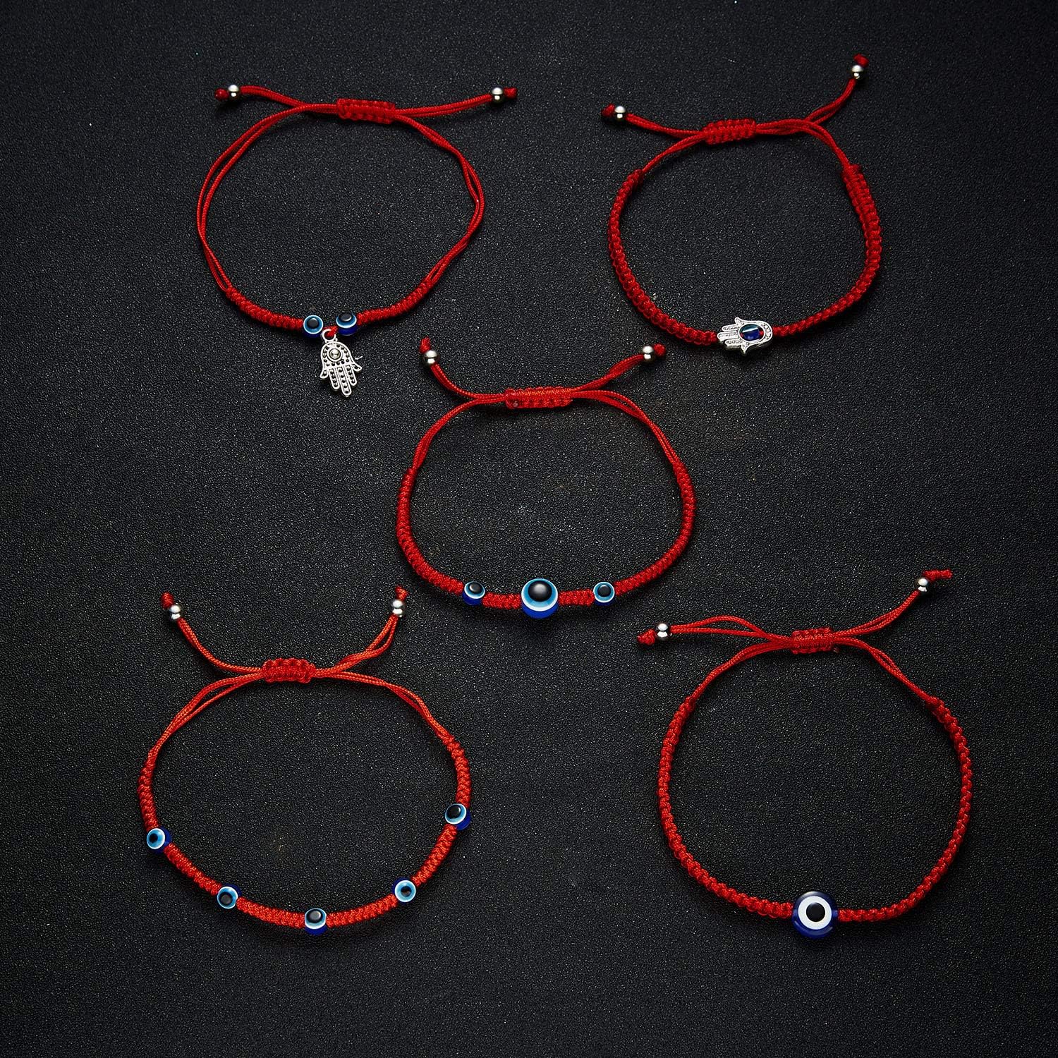 5Pcs Lucky Hamsa Red String Evil Eye Bracelets, Fatima Hand Bracelet for Women Men Braided Kabbalah Adjustable Amulet Pendant Jewelry Gifts - Image 6