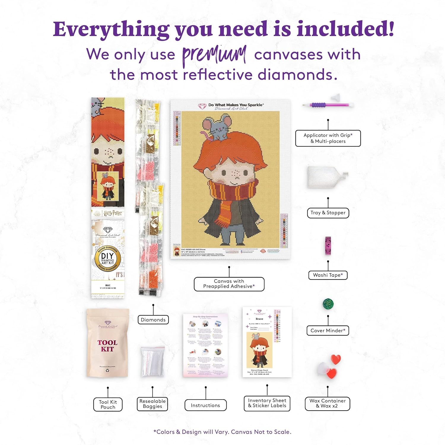 DIAMOND ART CLUB Brave - Ron Diamond Painting Kit, Fun DIY Crafts for Adults, Round Diamond Art Canvas, 13" x 18" (32.8 cm x 45.7 cm)
