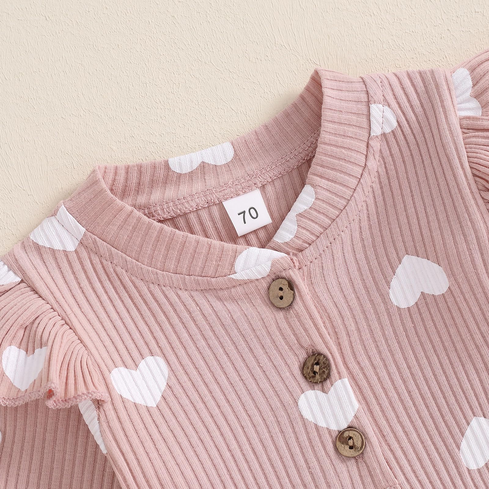 Geagodelia Baby Mädchen Strampler Overall Herz Bogen Outfit Kleidung Babykleidung Neugeborene Weiche Jumpsuit Babystrampler Valentinstag