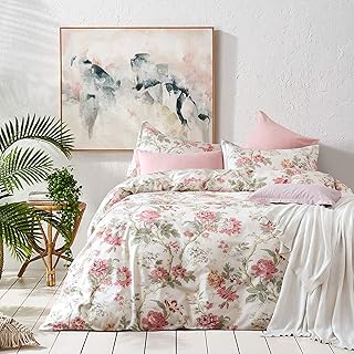 Eikei Home French Country Garden Toile Floral Printed Duvet Quilt Cover Cotton Bedding Set Asian Style Tapestry Pattern Ch...