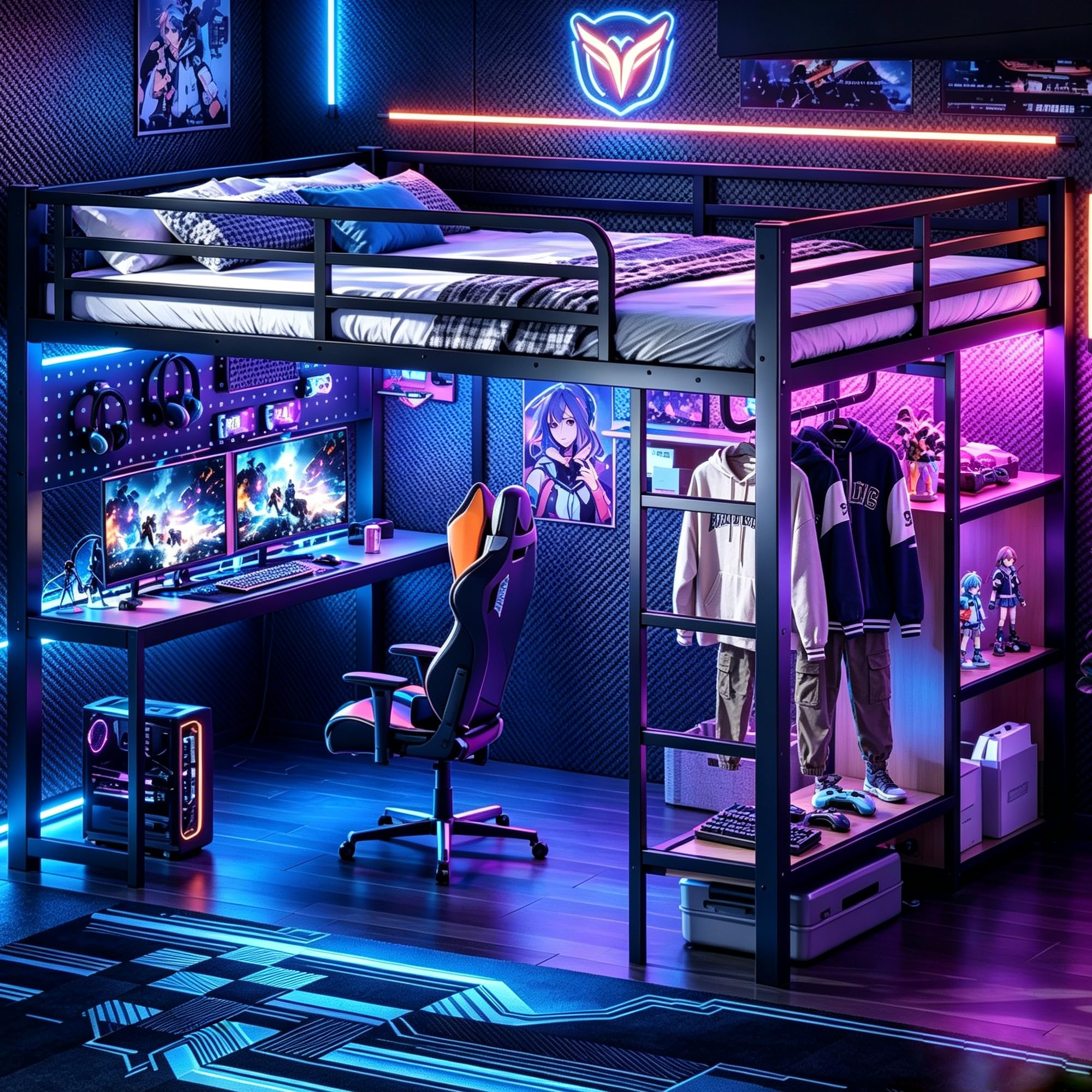 Photo 1 of Bellemave Queen Gaming Loft Bed with Desk & Storage