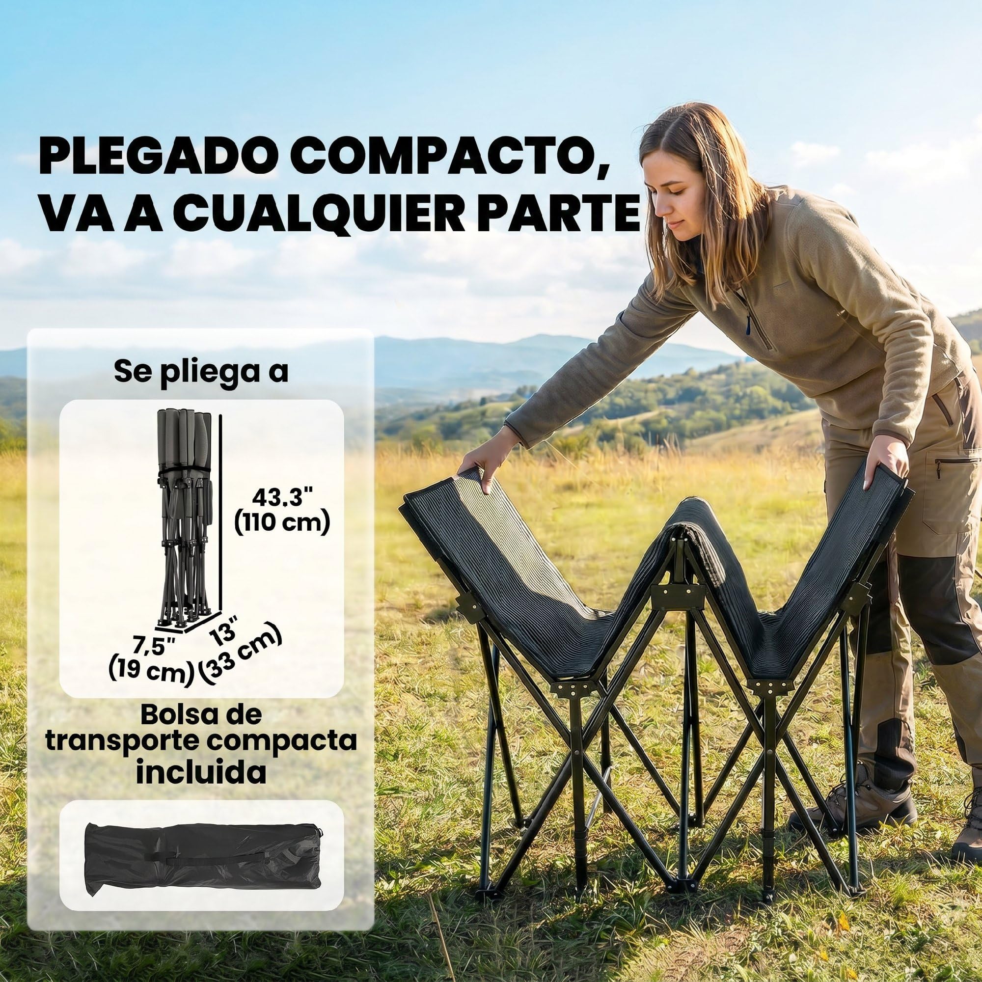 Outsunny Cama Plegable Camping con Colchón Extraíble Cama de Acampada Portátil Extra Ancha 80 cm Tela Oxford 600D con Reposacabezas Bolsa Transporte Bolsillo Carga 200 kg para Playa Senderismo Negro