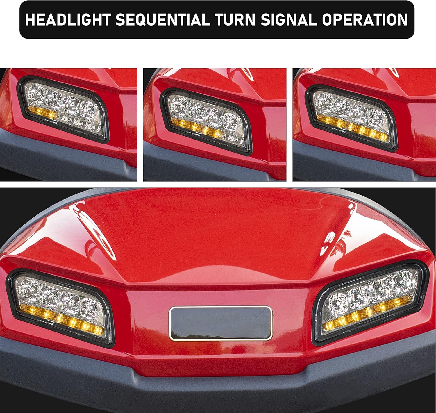 NOKINS Golf Cart Light Kit,Deluxe LED Headlight & Tail Light Kit Fit Club Car Tempo Gas And Electric ModelsLight,Headlight Low/High Beam DRL Scanning And Turn Signal Tail Light Kit