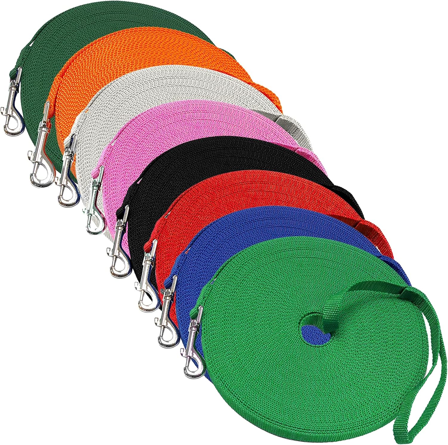 Downtown Pet Supply - Long Dog Leash - Dog Training Leash - Recall & Obedience Dog Training Tools - Nylon - 30 ft - Green Dog Leash 30 Foot Green