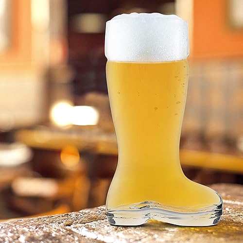 Miniatura 6 de DISCOUNT PROMOS Juego de 6 vasos de cerveza Munich Das Boot, 44 onzas, grande, forma de bota, cristalería, transparente