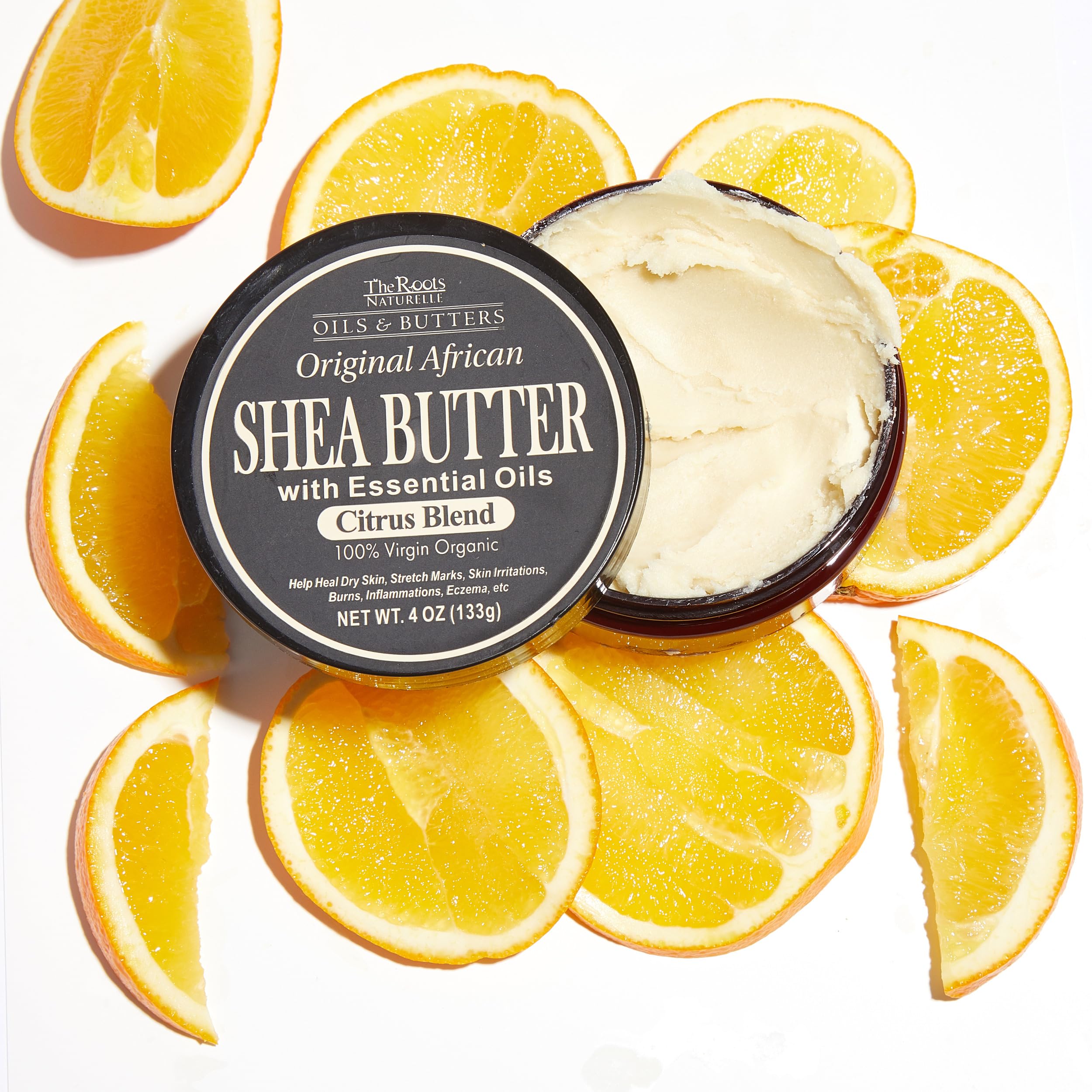 The Roots Naturelle Original African Shea Butter with Essential Oils Citrus Blend | 100% Virgin Organic | 4 oz