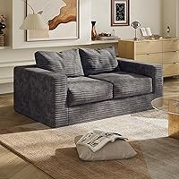 WLIVE 64" Boneless Bean Bag Loveseat Couch for Adults, Plush Grey Floor Sofa with Pillows, No Assembly Living Room Seating