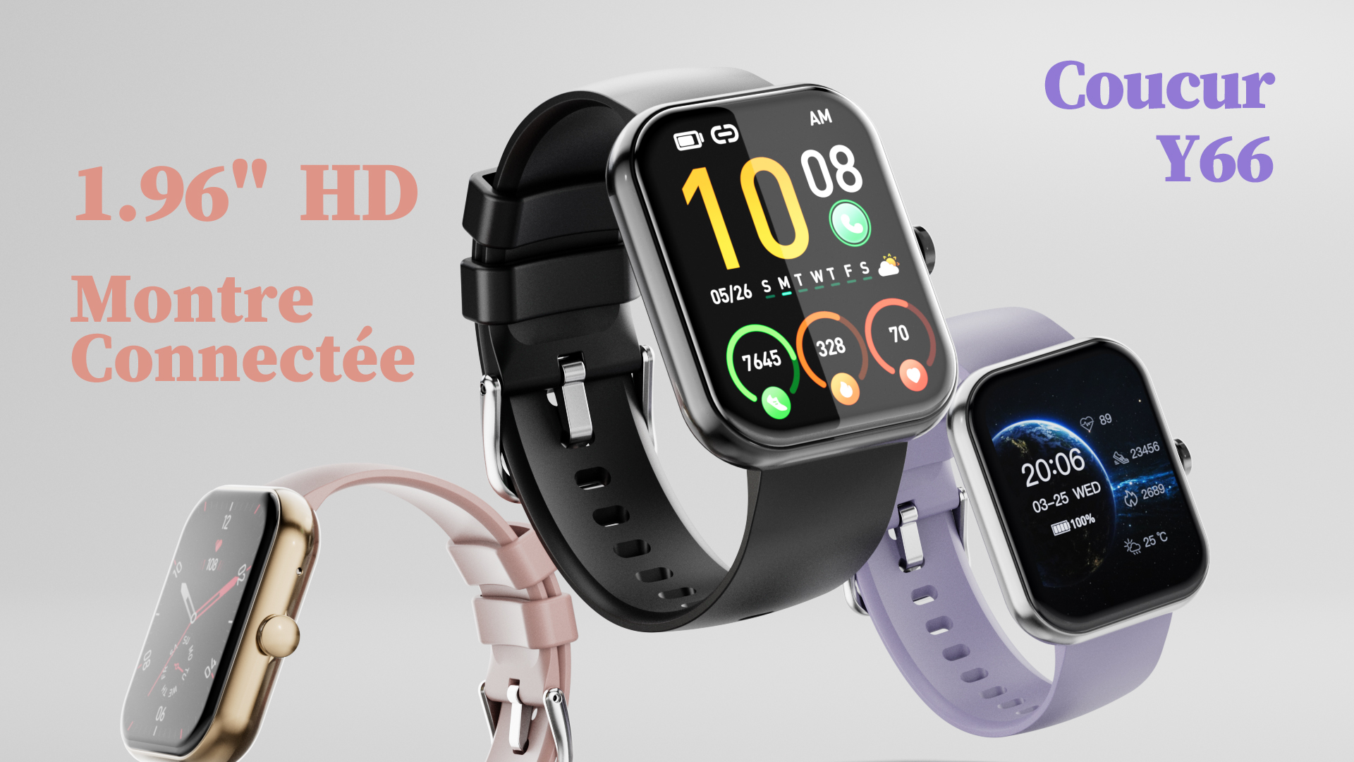 Montre Connectée QCOQ 1.96" - Appels Bluetooth, 110+ Sports, IP68 | Cardio, Sommeil, Compatible IOS/Android