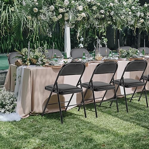 Miniatura 2 de Sillas plegables 246810121416 con asiento de espuma acolchado, cómodas sillas plegables de cuero, sillas apilables portátiles con marco de metal