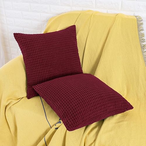 Miniatura 5 de HWY 50 Juego de 2 fundas de cojín decorativas de pana suave y sólida, 18 x 18 pulgadas, para sofá y cama, con textura, color azul marino