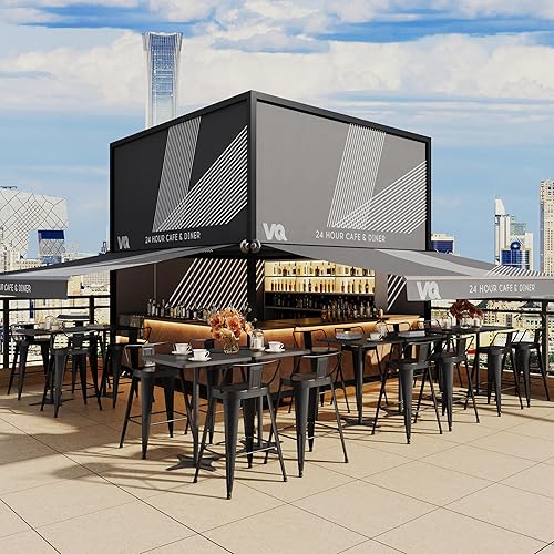 Miniatura 8 de Alunaune Juego de 4 taburetes de bar de metal para exteriores de 26 pulgadas, taburetes de bar de altura de mostrador, taburete de bar industrial,