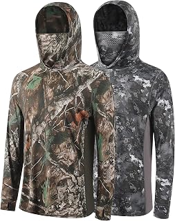 Men's Camo Hoodie UPF 50+ Hunting Shirt with Detachable Mask