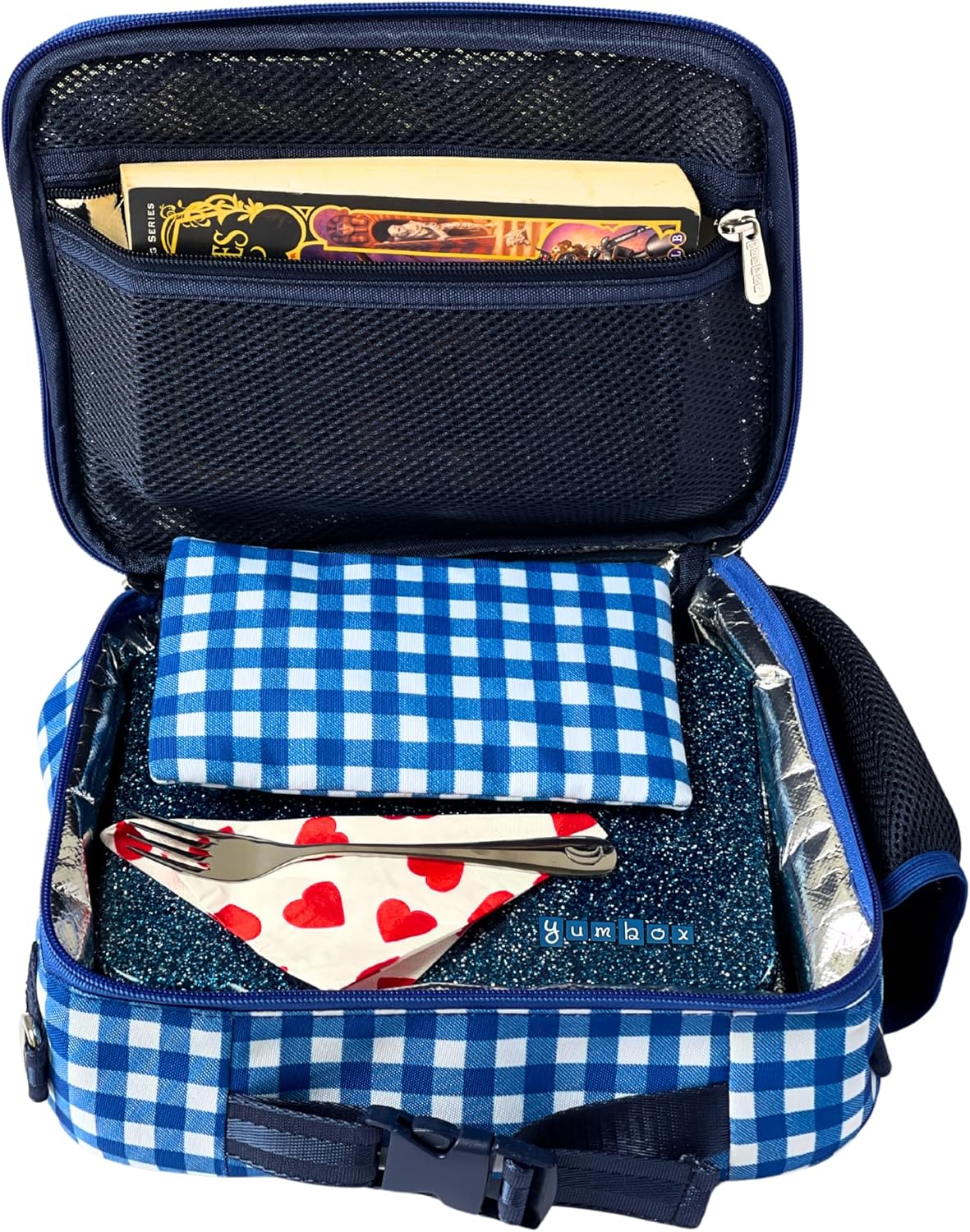 Yumbox Kids Insulated Lunch Bag – Lightweight, Durable, Fits Bento Lunch Box & Water Bottle, Easy-Clean EVA Lining, Multiple Carry Options (Vichy Blue) - Image 9