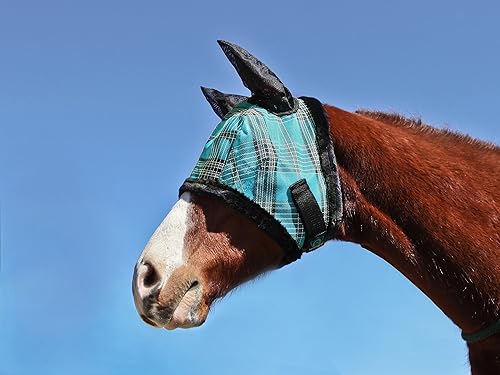 Kensington - Máscara de mosca de caballo con malla protectora y orejas de forro polar de felpa, protección contra picaduras de insectos y perfecta