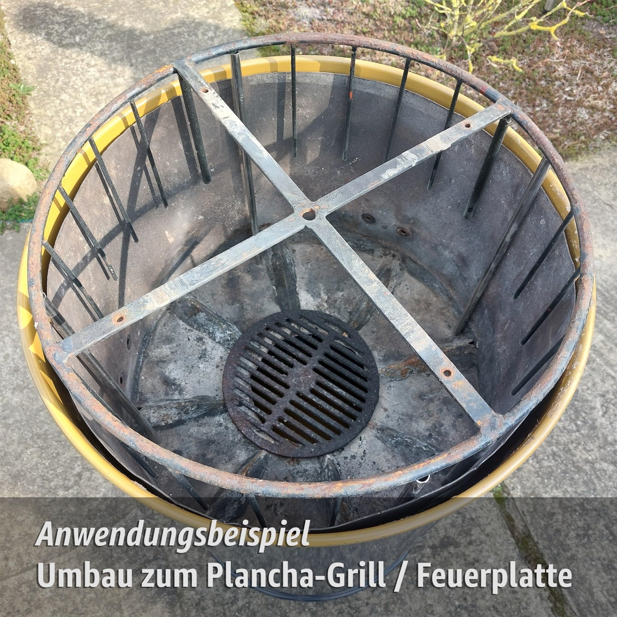 plasteo® 200 litrów metalowa beczka z pokrywką, beczka stalowa beczka na olej, pojemnik na olej, pojemnik na ogień, beczka blaszana, stolik do palenia, beczka na getto, niebieska, zielona, turkusowa