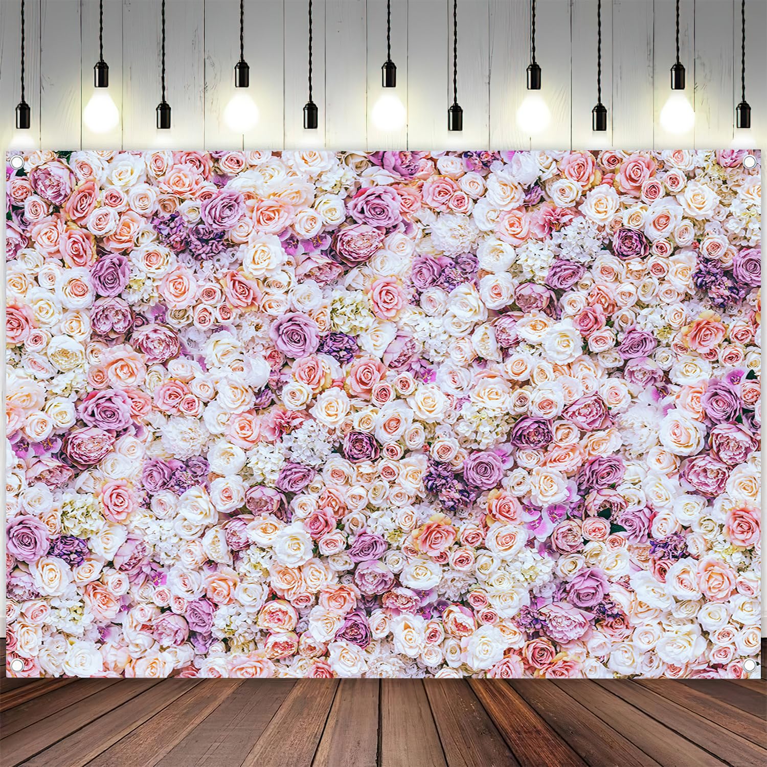 7x5ft Pink Rose Floral Wall Backdrop Girls Wedding Birthday Bridal Shower Kids Portrait Background Photoshoot Cake Table Tea Party Photoshoot