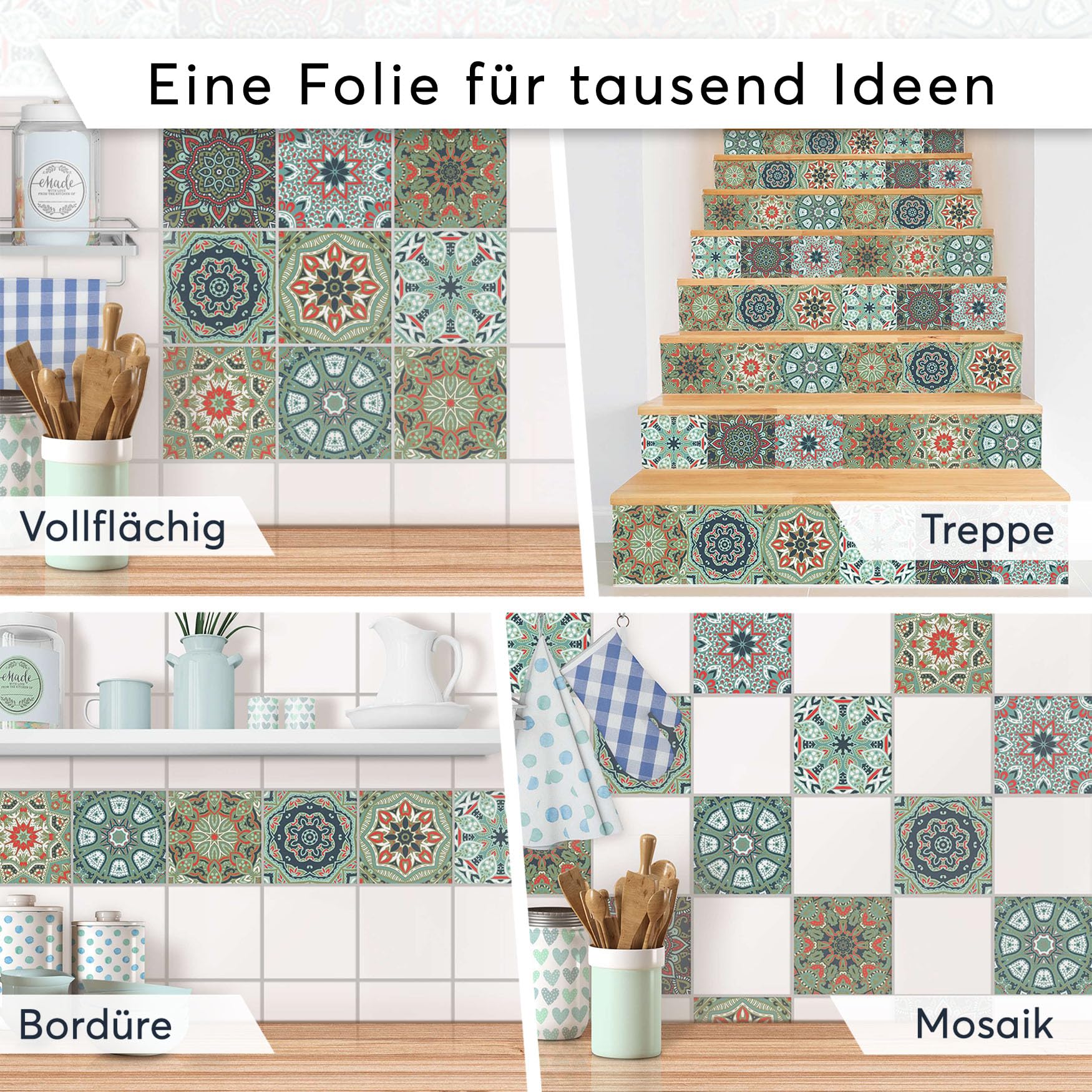CREATISTO Klebefliesen Stickerfliesen Fliesenfolie - Klebefolie Aufkleber für Fliesen I Klebefliesen Deko Folie für Fliesen in Küche u. Bad/Badezimmer (10x10 cm I 36 -Teilig)