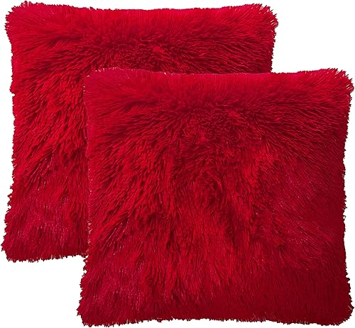 Juego de 2 fundas de almohada suaves y peludas de pelo sintético, decorativas, de felpa y vellón, para Pascua, lumbar, otoño, sofá, sala de estar,