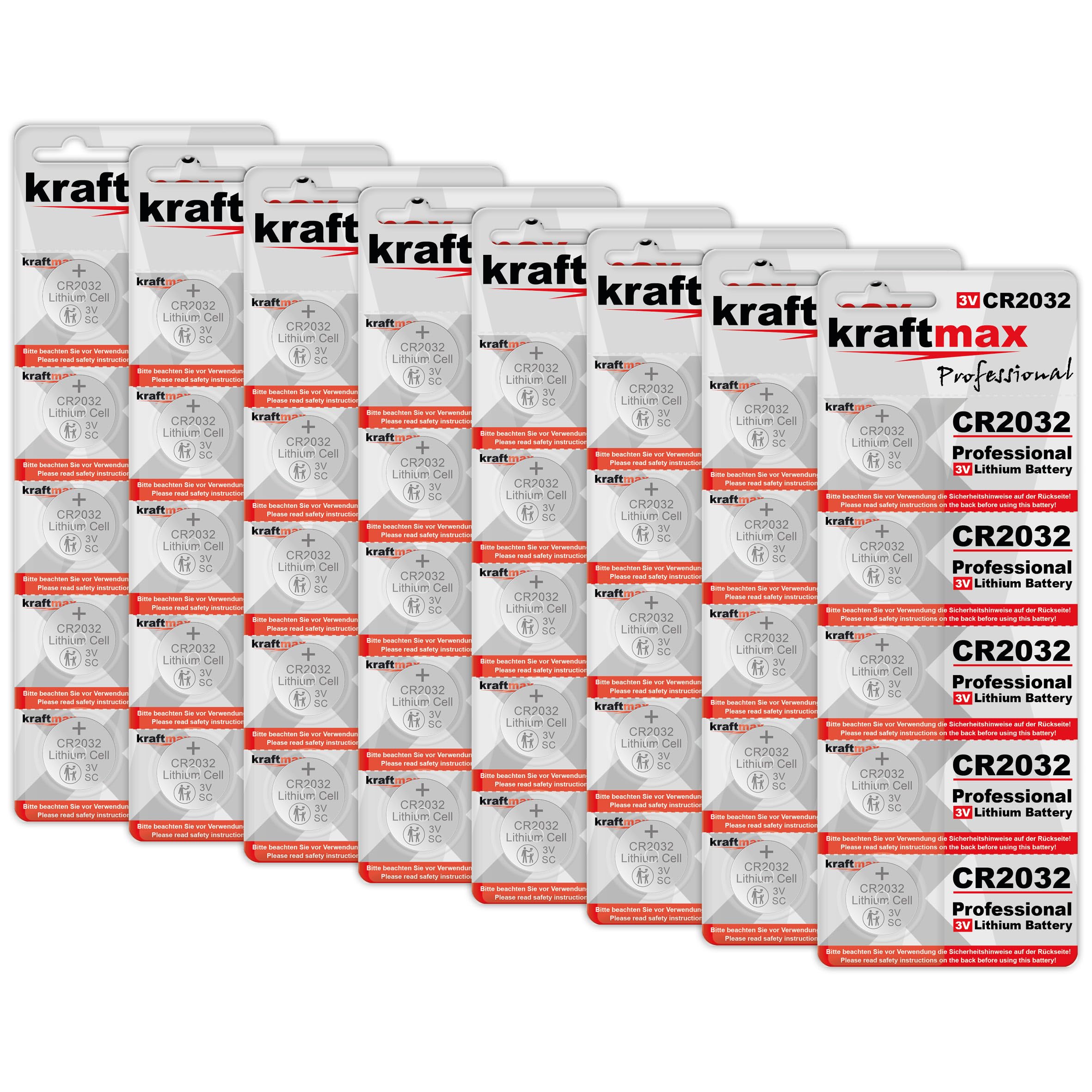 Kraftmax CR2032/CR123A Pila de litio, de alto rendimiento, para usos profesionales, 40 unidades