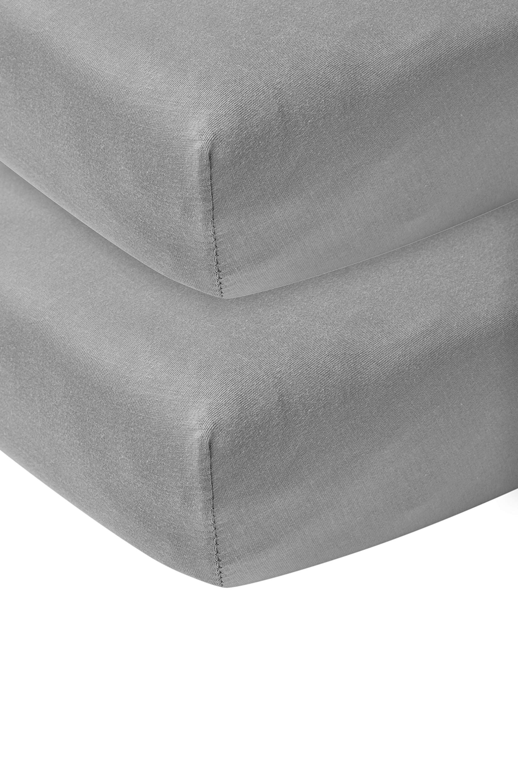 Meyco Baby Fitted Sheets for Cot, Pack of 2, 70 x 140 cm, Jersey Fitted Sheet, 100% Cotton, Oeko Tex Certified, All-Round Elastic, Breathable, Plain, Grey