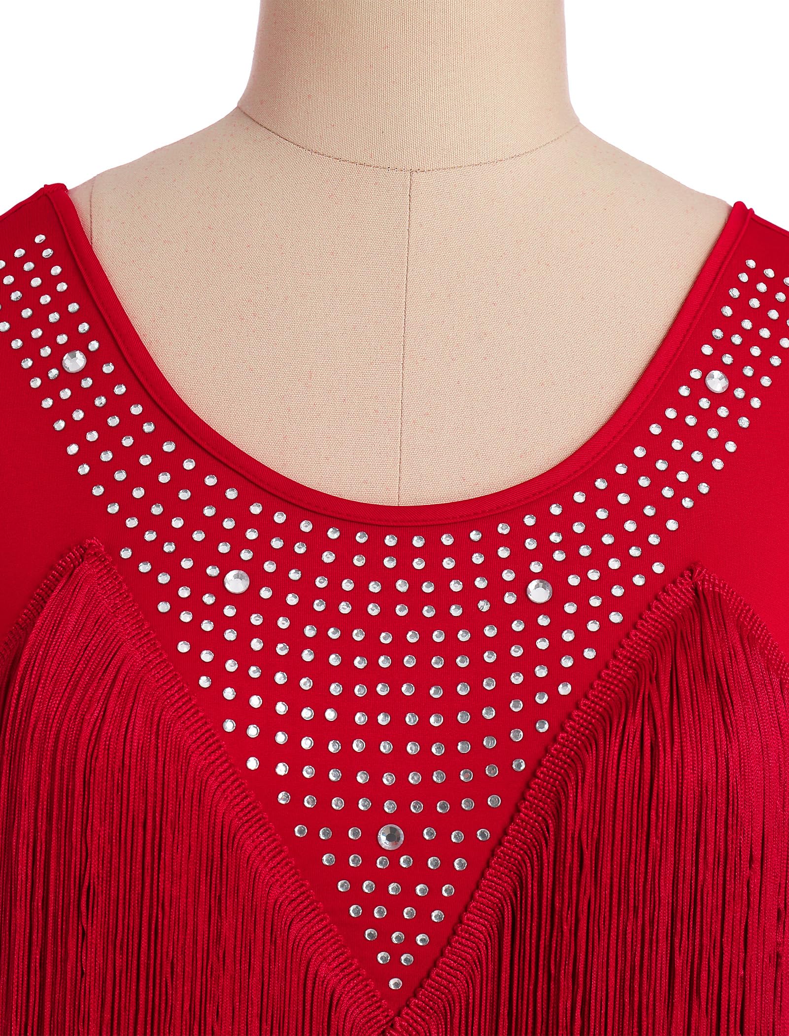 AGYMNX 20er Jahre Fransen Kleid Damen Gatsby Strass Lagen Fransenkleid Vintage 1920s Ärmellos Elegant Latein Tanzkleid Kurz Runder Ausschnitt Samba Kleid
