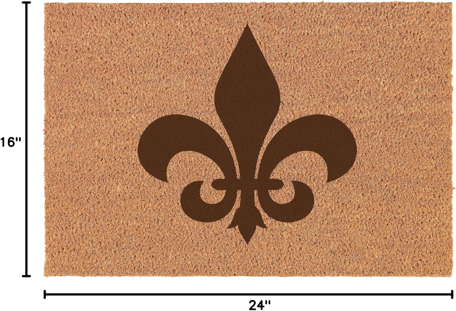 Daylor Fleur-de-lis Doormat Brown Natural Coir Rectangular Front Entry Non Slip Door Mat (16 in. x 24 in.)
