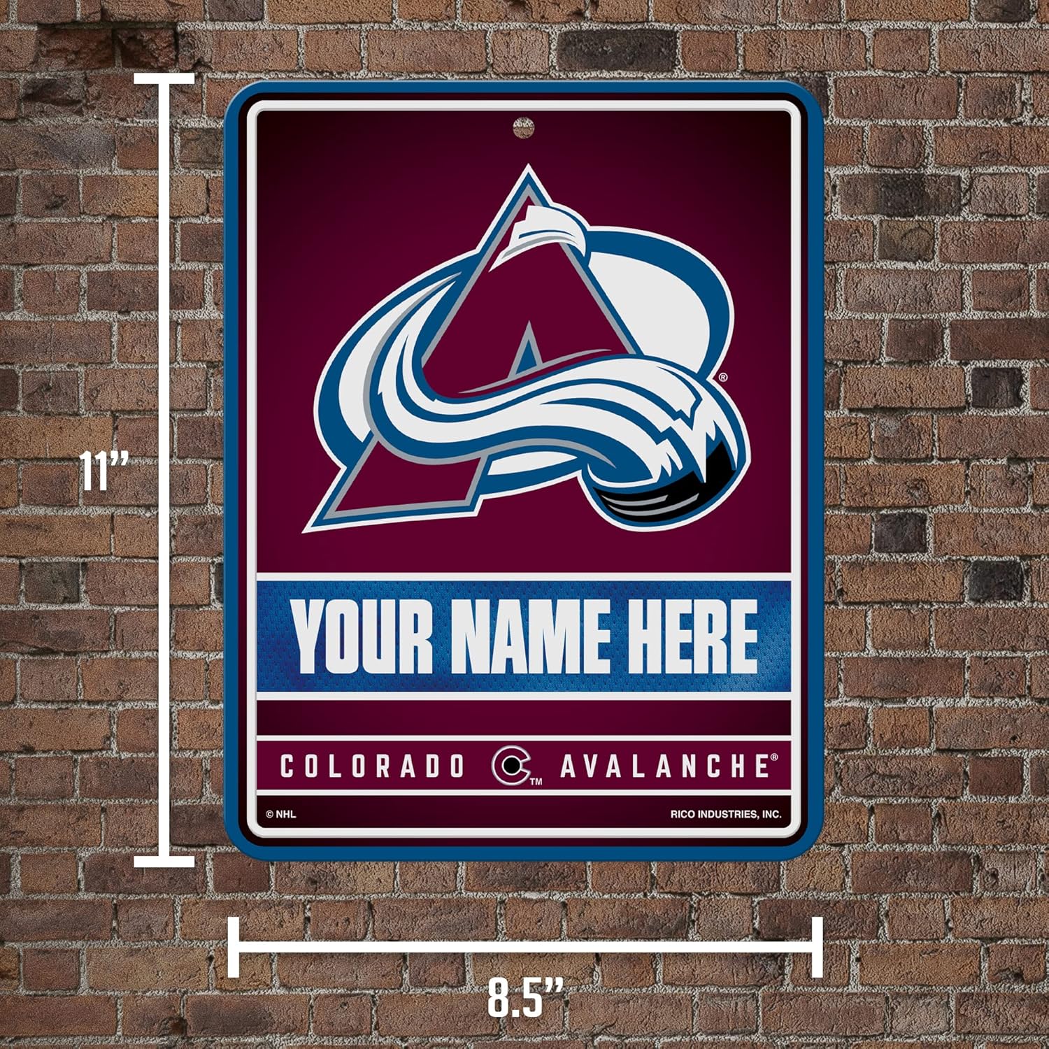 Rico Industries NHL Personalized Metal Parking Sign Personalized/Custom Metal 8.5" x 11" Parking Sign - Home Décor - Indoor/Outdoor - Great Gift for Men, Women, & Fans