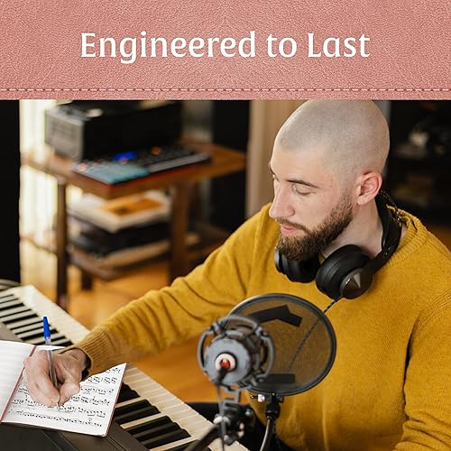 Miniatura 4 de BEECHMORE BOOKS Cuaderno de papel manuscrito, libro de música de 10 personas, XL de 8.5 x 11.5 pulgadas, piel vegana de tapa dura, papel crema