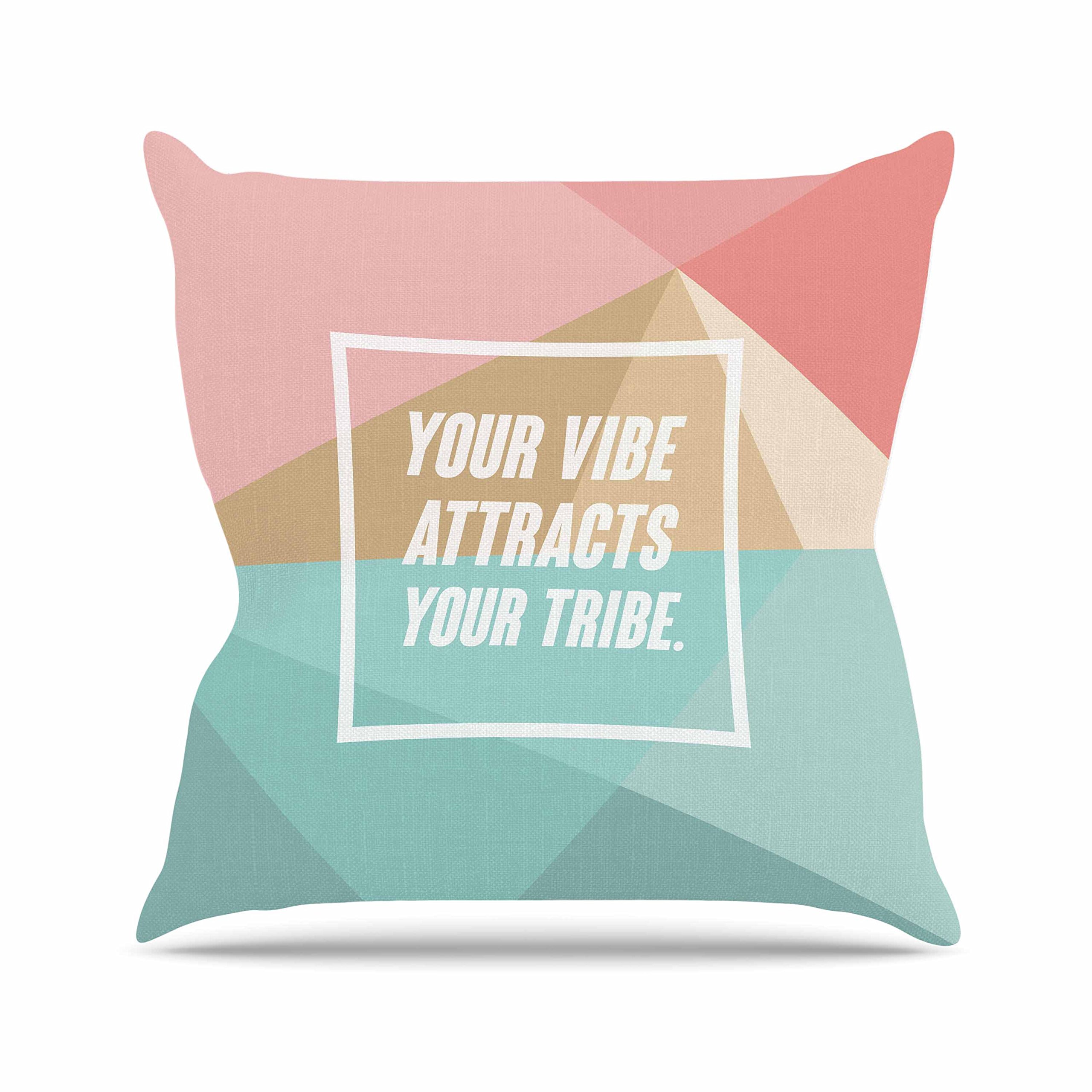 KESS InHouse PO1049AOP03 18 x 18-Inch "Juan Paolo NISHA Pink Aqua" Outdoor Throw Cushion - Multi-Colour