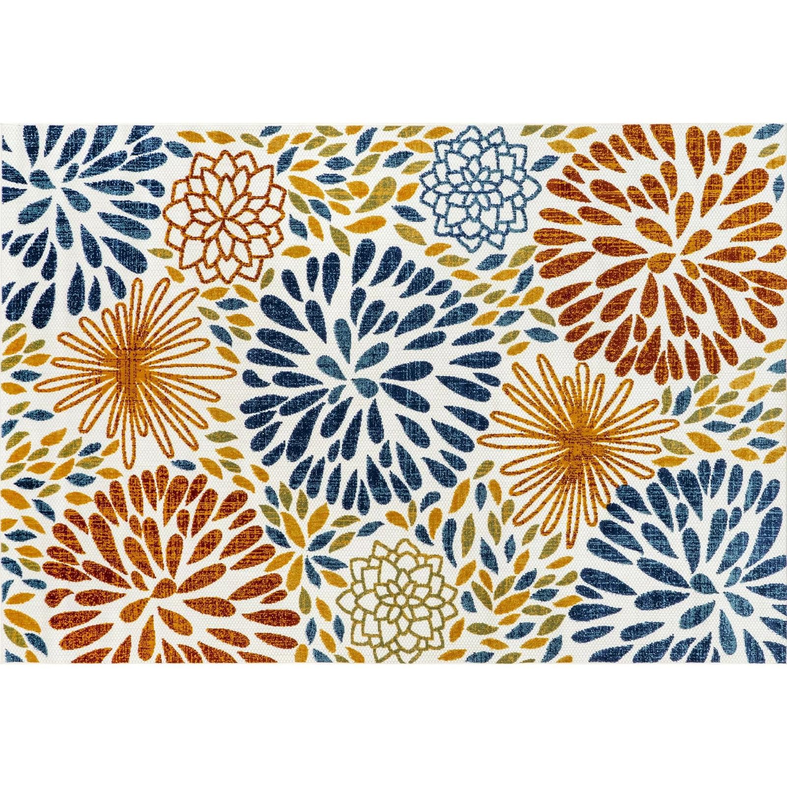 HGTRH Outdoor Rug 2x3 Patio Waterproof Tropical, Patio Mats Indoor/Outdoor Carpet Washable Easy to Clean, Protable Outside Carpet for Deck with Rubber Back