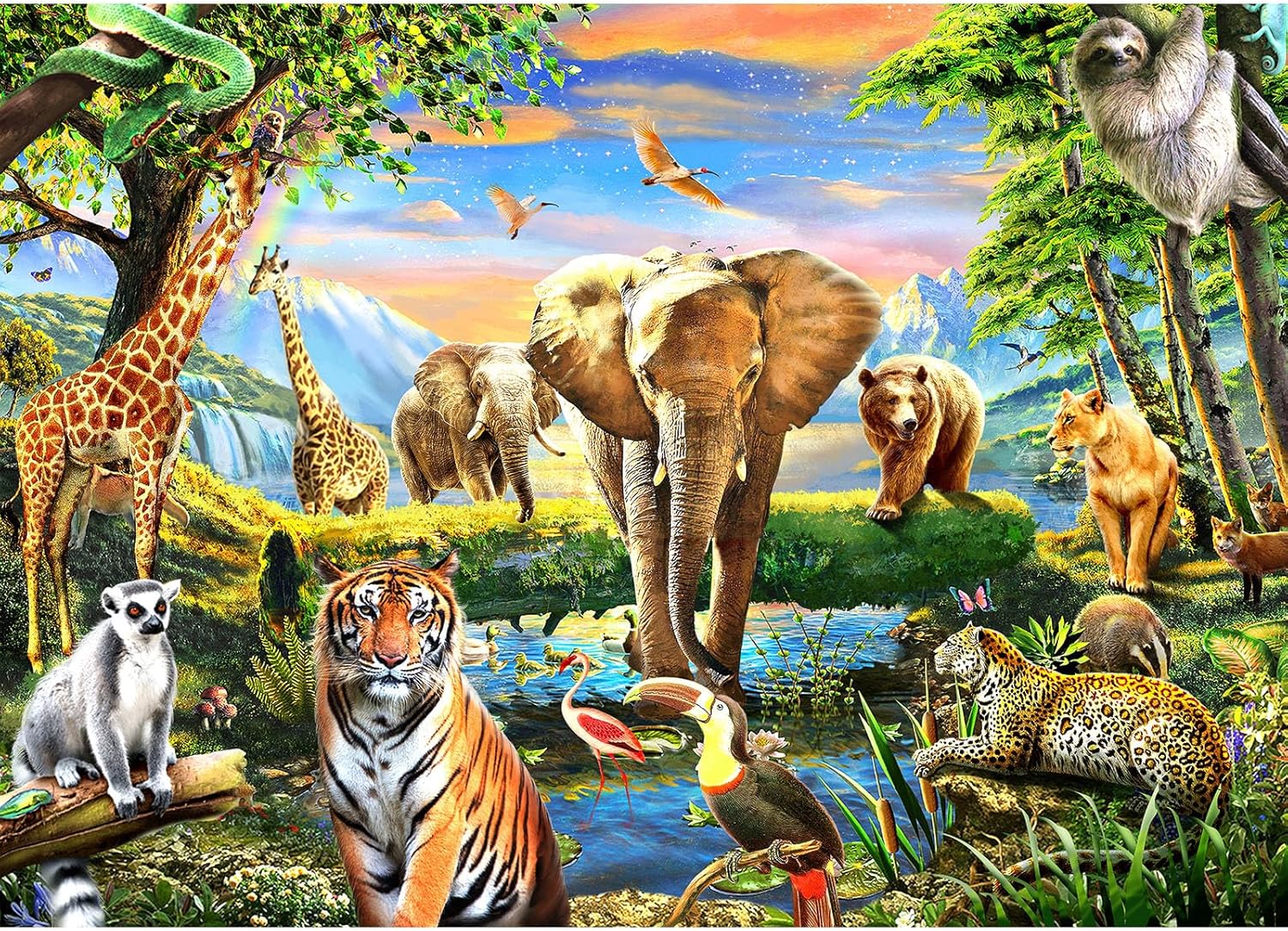 1000 Pieces Puzzles for Adults, Animal World Jigsaw Puzzle Challenging Night Game, Interlock Perfectly No Dust, for House Decoration, Birthday Party Holiday