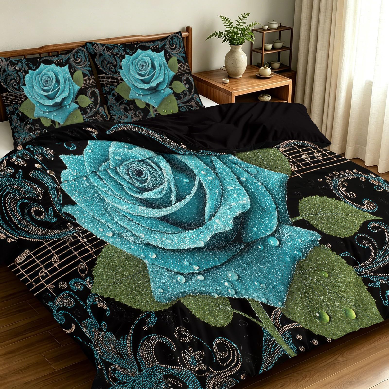 Parure de lit rose notes musique pour créer un cocon de douceur réversible