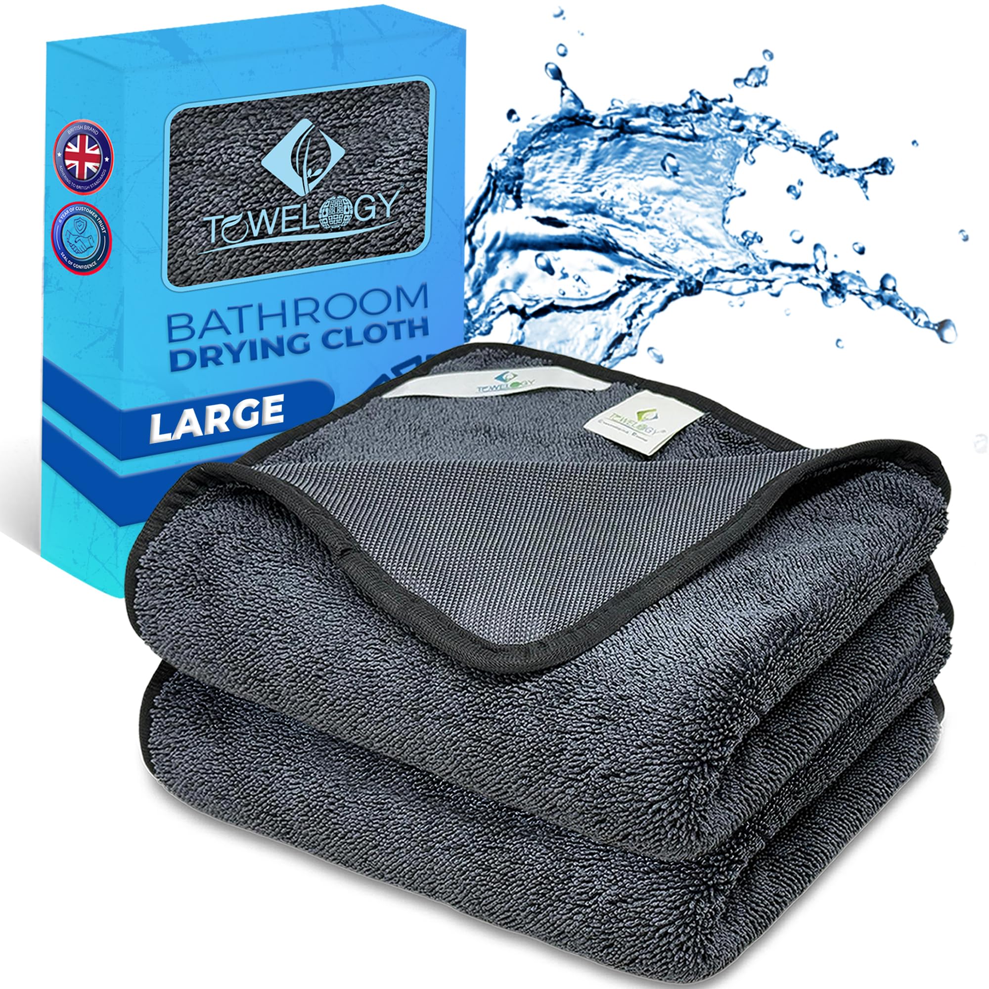 Towelogy® Bathroom Cleaning Cloth, Super Absorbent Cloth Microfibre Shower Cleaner Towel for Tile Glass, Screen and Mirrors