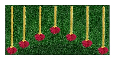 Sphinx artificial marigold fluffy flowers dense ascending lines garlands for wall backdrop decoration- pack of (7)