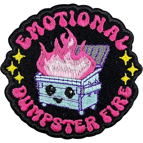 Emotional Dumpster Fire Patch 3 Inches Iron On/Sew On Embroidered Applique Patch fo...