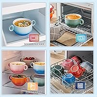 Vista 4 de LOVECASA Cuencos de Sopa Multicolor de 12 OZ con Asas, Cuencos Pequeños de Cerámica para Sopa de Cebolla Francesa, Mini Tazas de Sopa Cuencos