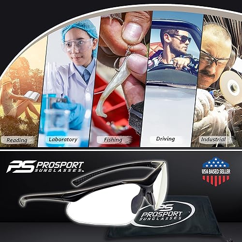 Miniatura 5 de proSPORT Gafas de seguridad para lector de lentes completas, transparentes o ahumadas, curva envolvente, no bifocales