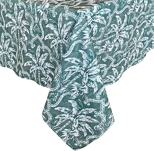 Miniatura 4 de Newbridge Mantel rectangular de tela, 60 x 120 pulgadas, palmeras tropicales verdes, mantel de tela impresa para interiores y exteriores,