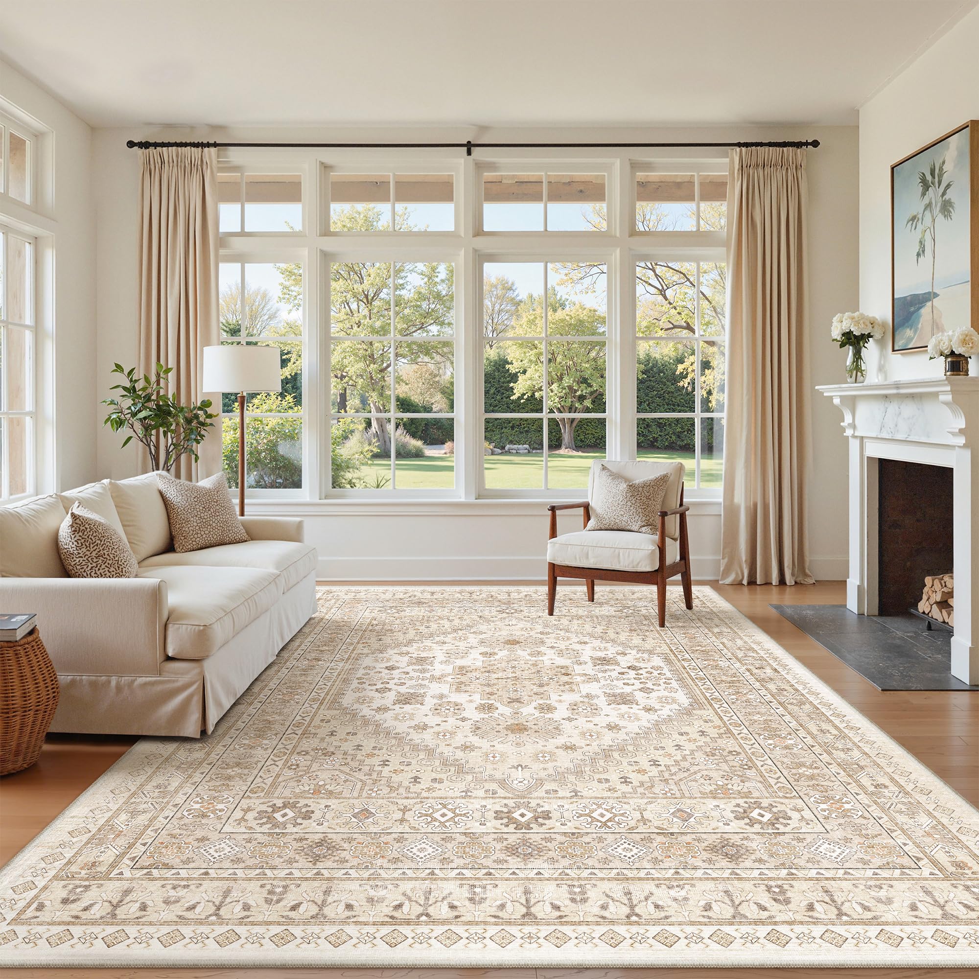 Photo 1 of zesthome 6x9 Area Rug, Super Soft Washable Rugs for Living Room, Non-Slip Stain Resistant Vintage Rugs, Ultra-Thin Large Area Rugs