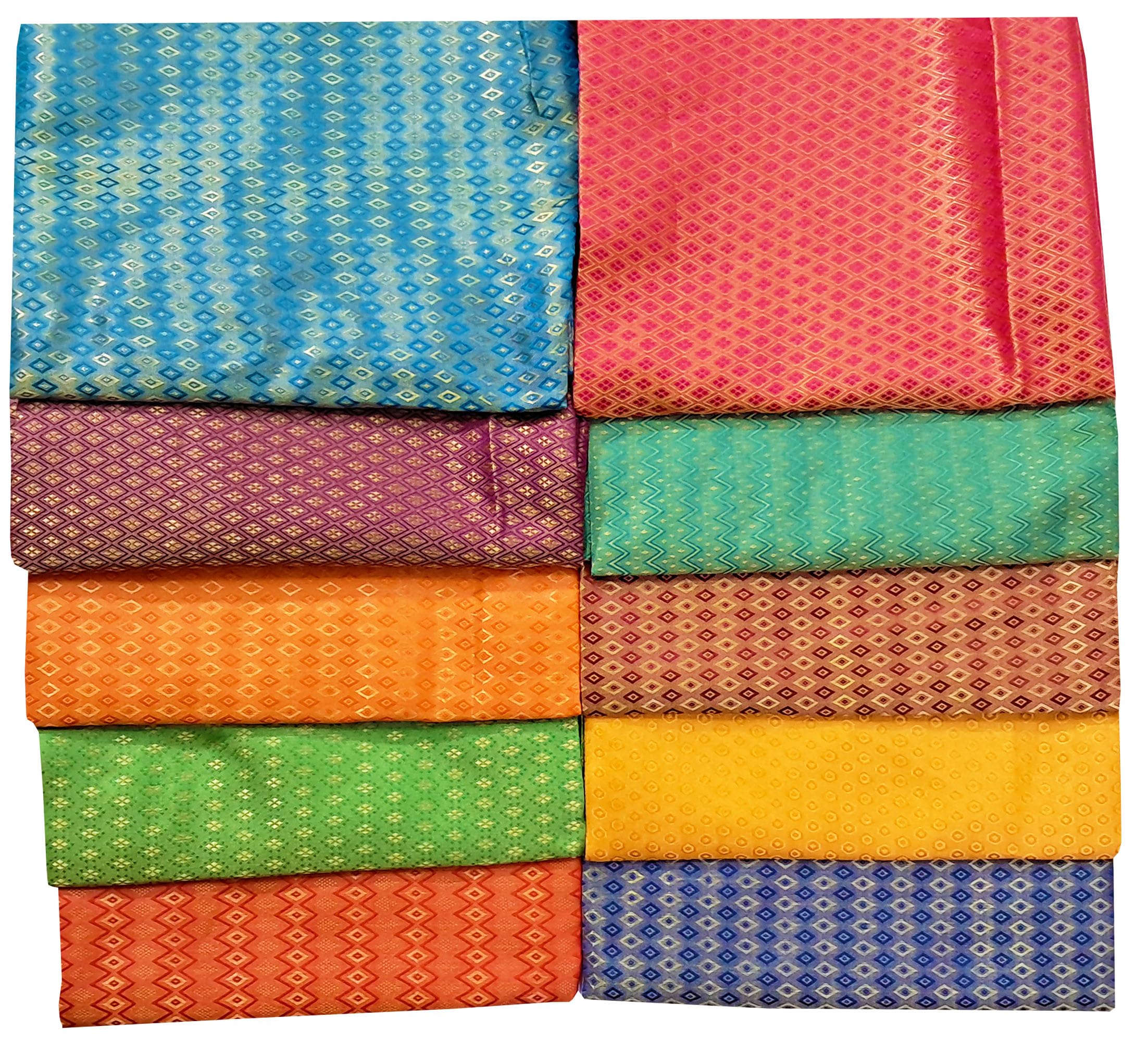 vedira Women's Multicolor Unstitched Blouse Materials 1 meters Each (Pack of 10 Pieces)-picture-36